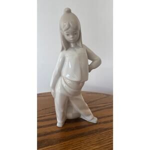 Vintage Rosal Porcelain Figurine Girl Hiding Gift & Ball Made in Spain